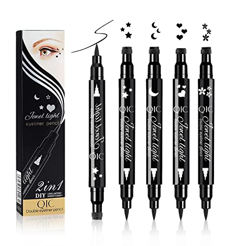 Dsaren Eyeliner Wasserfest Schwarz Liquid Eyeliner Stempel Tattoo Wischfest Langlebiger Eylinerstift Makeup Tool (4 IN 1) von Dsaren