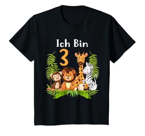 3. Geburtstag Dritter Kindergeburtstag Mädchen Dschungel T-Shirt von Dschungel Geburtstag & Zoo-Tiere Design Shop