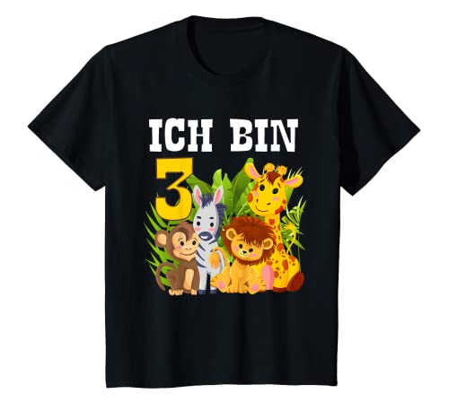 Kinder 3. Geburtstag Kindergeburtstag Dritter Geburtstag Dschungel T-Shirt Kinder 3. Geburtstag Kindergeburtstag Dritter Geburtstag Dschungel T-Shirt von Dschungel Geburtstag & Zoo-Tiere Design Shop