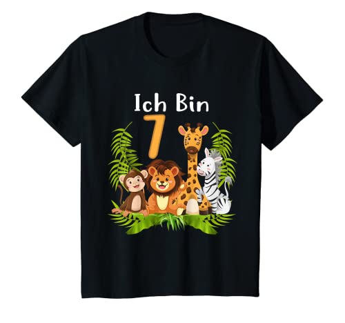 Kinder 7. Geburtstag Siebter Kindergeburtstag Mädchen Dschungel T-Shirt Kinder 7. Geburtstag Siebter Kindergeburtstag Mädchen Dschungel T-Shirt von Dschungel Geburtstag & Zoo-Tiere Design Shop