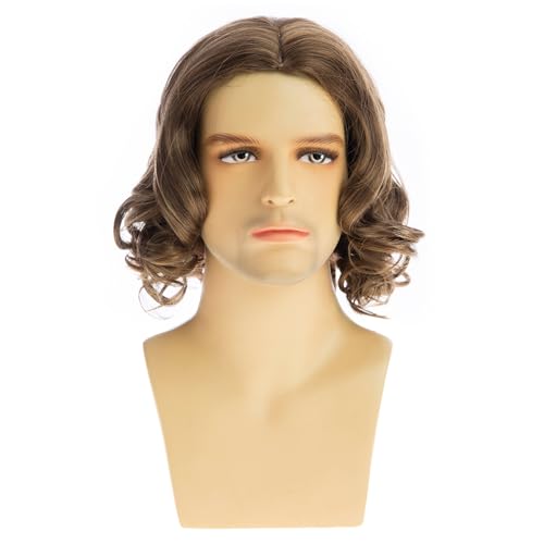 Dsimeig Herren braune Perücke kurze Wellige Bob Perücke synthetische Cosplay Party von Dsimeig