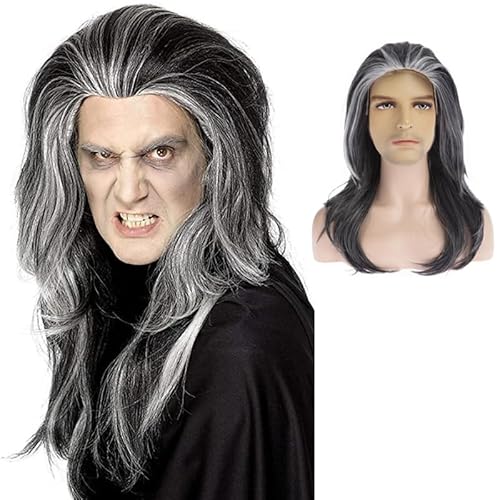 Dsimeig Lange gerade graue Perücken für Männer Synthetische Halloween Cosplay Party Dsimeig Lange gerade graue Perücken für Männer Synthetische Halloween Cosplay Party von Dsimeig