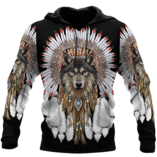 Harajuku Kapuzenpullover für Herren und Damen, 3D-Druck, mit Wolfsmotiv, Reißverschluss, Unisex, Herbstjacke, Kapuzenpullover mit 3D-Druck 1, 4X-Large von Dsimilarl