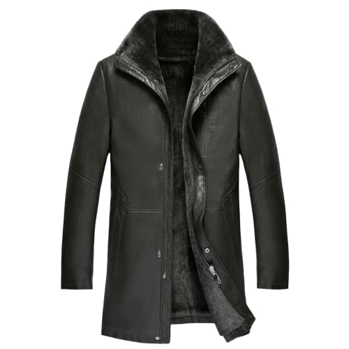 Herbst Winter Herren Kleidung Revers Fell Mittellang Schaffell Verdickung Simulation Lange Mantel Lederparka Jacke von Dsimilarl