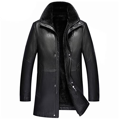 Herbst Winter Herren Kleidung Revers Fell Mittellang Schaffell Verdickung Simulation Lange Mantel Lederparka Jacke von Dsimilarl