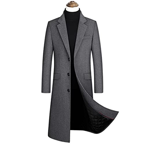 Herren Wollmantel Herbst Winter Lang Trenchcoat Business Casual Dicke Männer Wollmantel Winddichte Jacke von Dsimilarl