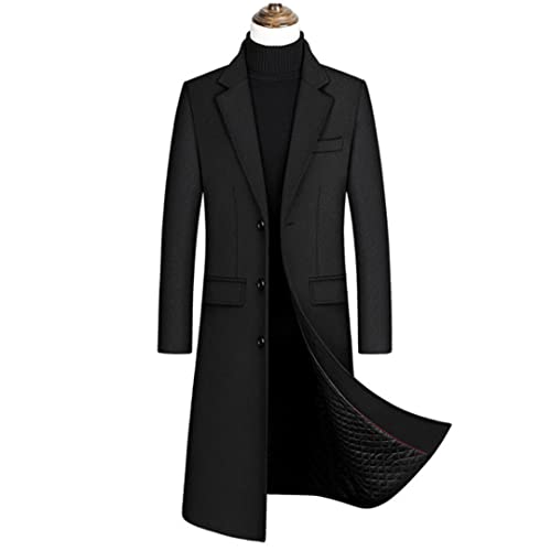 Herren Wollmantel Herbst Winter Lang Trenchcoat Business Casual Dicke Männer Wollmantel Winddichte Jacke von Dsimilarl