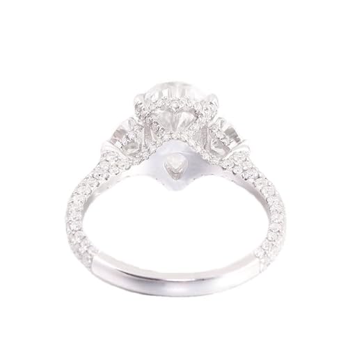 585 Gold Ring Damen, Ehering 14 Karat Weißgold Wassertropfen mit 1ct Moissanit Silber Geburtstagsgeschenk Größe 61 (19.4) von Dsnyu