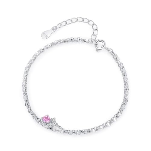 925 Silber Armband, Armbänder Damen 2 Schichten Einstellbar Zirkonia Runde Form Silber Schmuck von Dsnyu