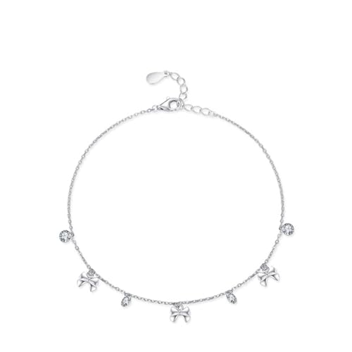 925 Silber Armband Anhänger, Armbänder Damen Verstellbare Schleife mit Zirkonia Runde Form Silber Schmuck von Dsnyu