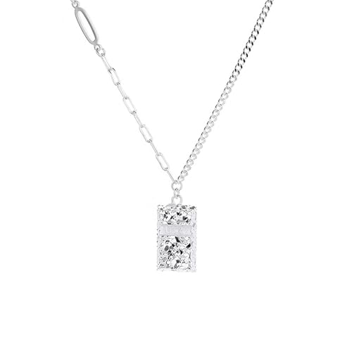 925 Silber Halskette Damen, Anhänger Halskette Unregelmäßige Geometrie Silber Größe 45+5Cm von Dsnyu