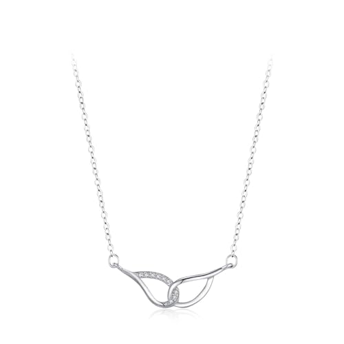 925 Silber Halskette Damen, Halskette Anhänger Flügelanhänger Zirkonia Silber Schmuck Geschenk für Geburtstag von Dsnyu