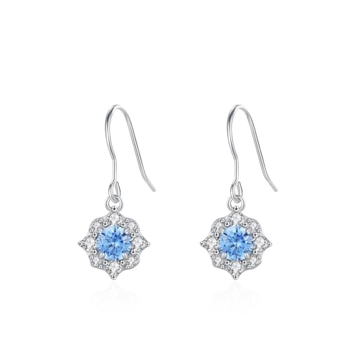 925 Silber Ohrringe Hängend, Ohrringe Silber Blume Zirkonia Runde Form Damen Schmuck Mode Knorpel Piercing Geschenk für Geburtstag von Dsnyu