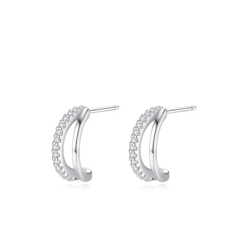 925 Silber Ohrringe Stecker, Ohrringe Hochzeit Silber C-Form Zirkonia Runde Form Damen Schmuck 925 Silber Ohrringe Stecker, Ohrringe Hochzeit Silber C-Form Zirkonia Runde Form Damen Schmuck von Dsnyu