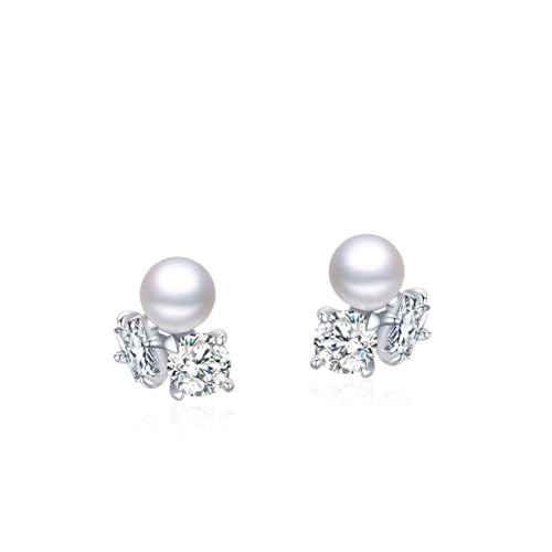 925 Silber Ohrringe Stecker, Ohrringe Hochzeit Silber Perle Perle Runde Form Damen Schmuck Mode Knorpel Piercing Geschenk für Geburtstag von Dsnyu