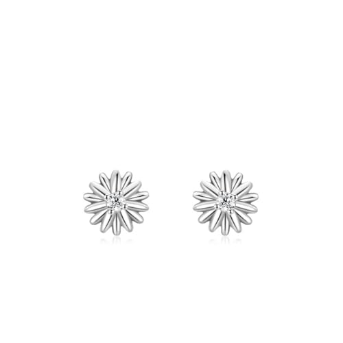 925 Silber Ohrringe Stecker, Ohrringe Silber Blume Zirkonia Runde Form Damen Schmuck Mode Knorpel Piercing Geschenk für Geburtstag von Dsnyu