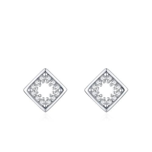 925 Silber Ohrringe Stecker, Ohrringe Silber Elegant Hohles Quadrat Zirkonia Runde Form Damen Schmuck von Dsnyu