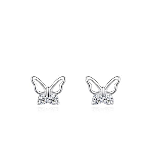 925 Silber Ohrringe Stecker, Ohrringe Silber Elegant Schmetterling mit Zirkonia Damen Schmuck Mode Knorpel Piercing von Dsnyu