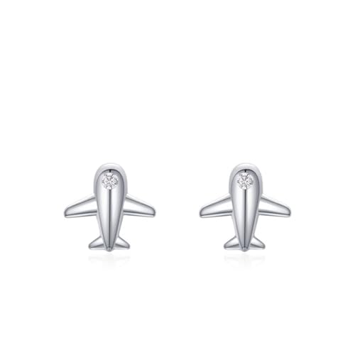 925 Silber Ohrringe Stecker, Ohrringe Silber Hochzeit Flugzeug Zirkonia Runde Form Damen Schmuck von Dsnyu