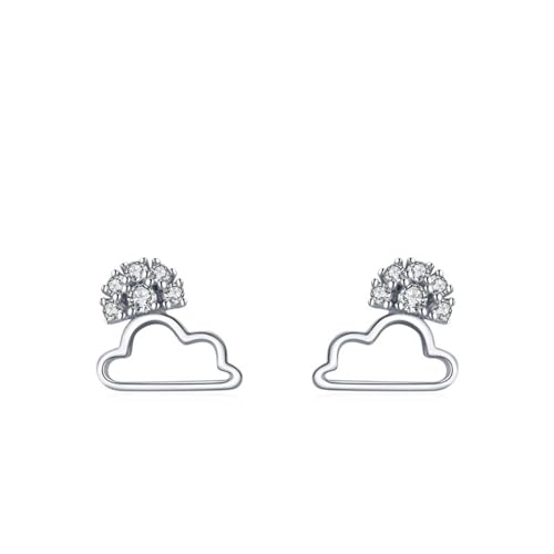 925 Silber Ohrringe Stecker, Ohrringe Silber Hohle Wolke Zirkonia Runde Form Damen Schmuck Mode Knorpel Piercing Geschenk für Geburtstag von Dsnyu