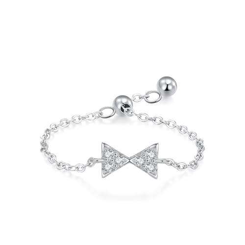 925 Silber Ringe, Verlobungsring Damen Schmetterling Zirkonia Runde Form Silber Schmuck Größe Verstellbar von Dsnyu