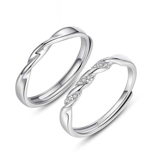 925 Silber Ringe Damen, Eheringe Möbiusband Silber Paar Partner Schmuck für Sie Größe Verstellbar von Dsnyu