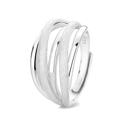 925 Silber Ringe Damen, Engagement Ring Breite Linien Einstellbar Silber Schmuck von Dsnyu