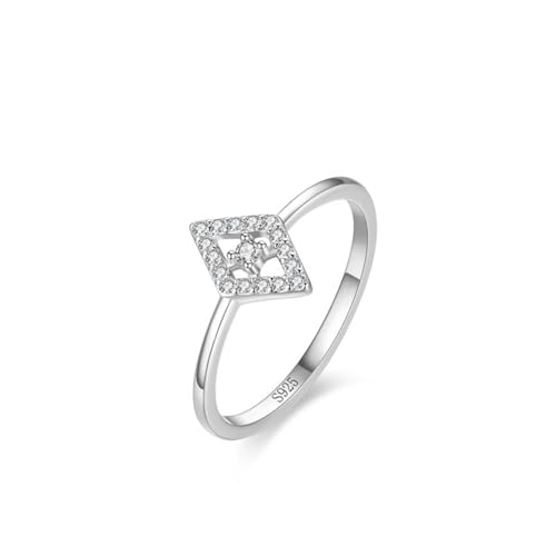 925 Silber Ringe Damen, Trauringe Hohle Rautenform Zirkonia Runde Form Silber Schmuck Größe 60 (19.1) von Dsnyu