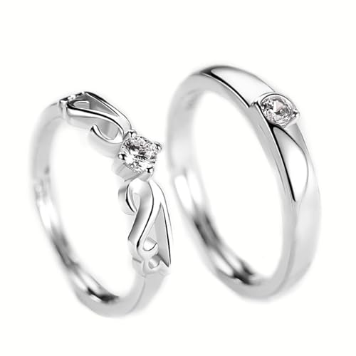 925 Silber Ringe Damen, Verlobungsringe Engelsflügel Zirkonia Runde Form Silber Schmuck Größe Verstellbar von Dsnyu
