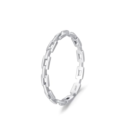 925 Silber Ringe Damen, Verlobungsringe Hohlkettenband Silber Schmuck Geschenk für Geburtstag Größe 60 (19.1) von Dsnyu