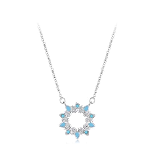 Anhänger Halskette Blume, Halskette Damen Zirkonia 925 Sterling Silber Silber Schmuck Geschenk für Geburtstag von Dsnyu