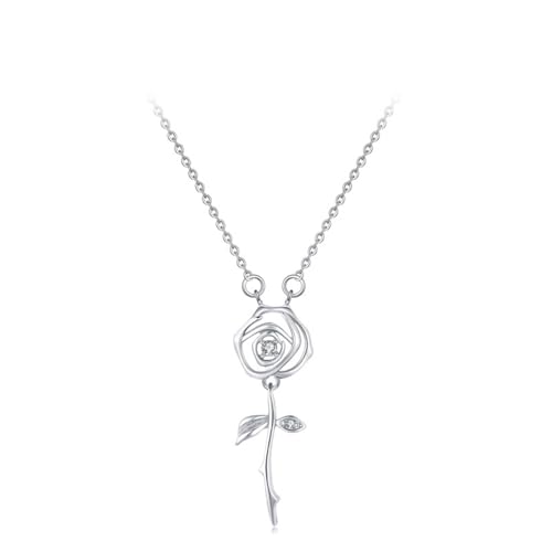 Anhänger Halskette Blume, Halskette Damen Zirkonia 925 Sterling Silber Silber Schmuck von Dsnyu