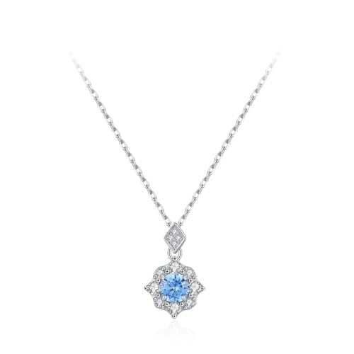 Anhänger Halskette Blume, Kette Damen Zirkonia 925 Sterling Silber Silber Mode Elegante Schmuck Geschenk für Geburtstag von Dsnyu
