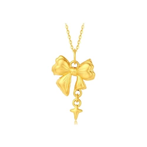 Anhänger Halskette Gold, Halskette Damen Lang 24 Karat Gelbgold Knoten Anhänger Ketten Geburtstagsgeschenk von Dsnyu