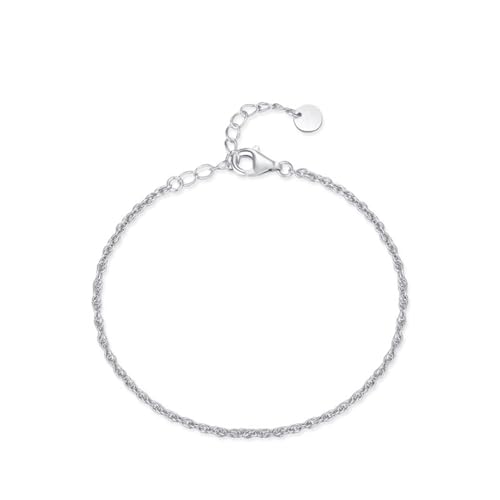 Armbänder 925 Silber, Armband Damen Hochzeit Einfach Stapelbar Einstellbar Silber Schmuck Geschenk für Geburtstag von Dsnyu