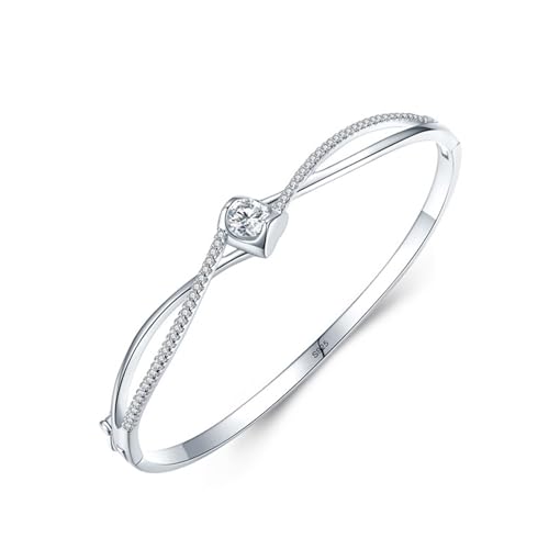 Armbänder Damen Herz, Armband Silber 925 Sterling Silber Herzform Aushöhlen Zirkonia Runde Form Schmuck Größe 17cm von Dsnyu