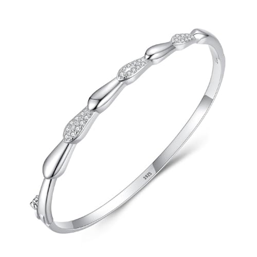Armbänder Damen Silber, Bracelet Women 925 Sterling Silber Geometrisch mit Zirkonia Runde Form Schmuck Größe 18cm von Dsnyu