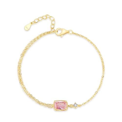 Armbänder Damen Silber 925, Armband Damen Hochzeit Rechteckiger Zucker Verstellbar Zirkonia Gold Schmuck von Dsnyu