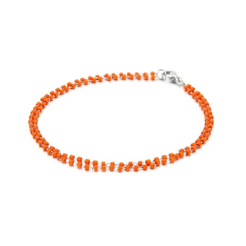 Armbänder Orange, Armband Edelstahl Vintage Doppellagige Perlenkette Damen Schmuck Jahrestag Geschenk für Sie von Dsnyu