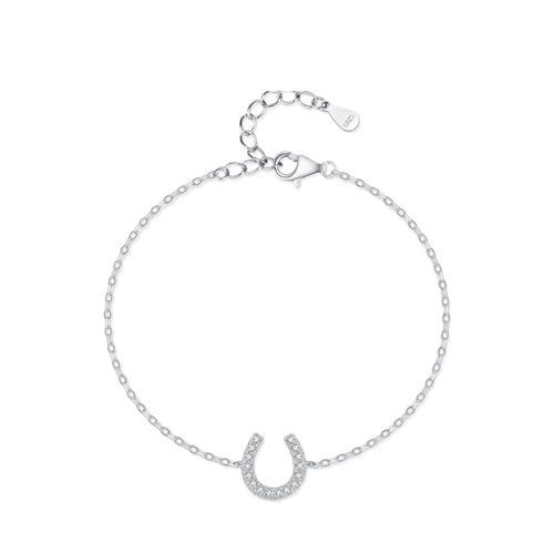 Armbänder Silber 925 Damen, Armband Damen Hochzeit Pferdehuf Verstellbar Zirkonia Runde Form Silber Schmuck von Dsnyu