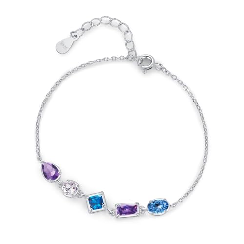 Armband Damen 925, Armbänder Damen Elegant Geometrische Unregelmäßigkeit Einstellbar Zirkonia Rechteckige Form Silber Schmuck von Dsnyu