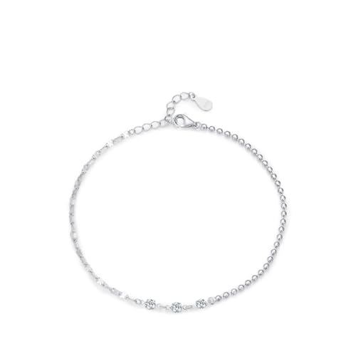 Armband Damen 925, Armbänder Damen Elegant Perlen Stapelbar Einstellbar Zirkonia Runde Form Silber Schmuck von Dsnyu