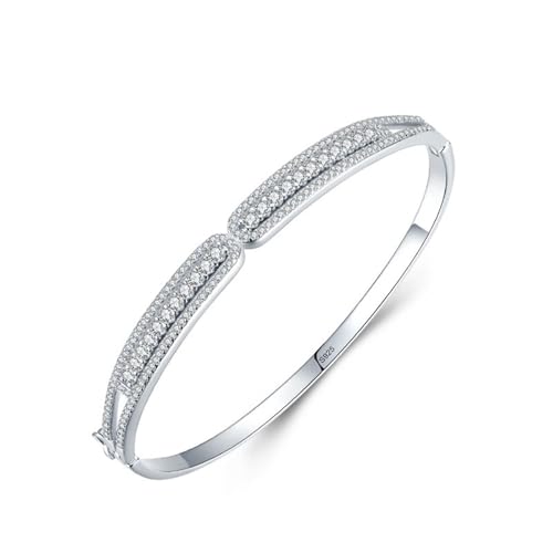 Armband Damen Silber, Armbänder Damen Modern 925 Sterling Silber Edelsteinfassung Zirkonia Runde Form Schmuck Größe 18cm von Dsnyu
