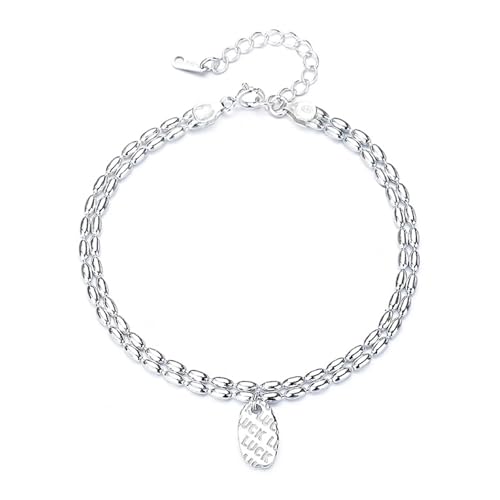 Armband Damen Silber 925, Armbänder Damen Elegant Doppelschichtige Perlen Silber Kettenarmband Größe 16+4Cm von Dsnyu