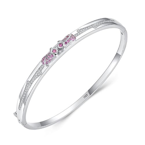 Armband Damen Silber 925, Armbänder Damen Modern Blume Zirkonia Runde Form Silber Schmuck Größe 17cm von Dsnyu