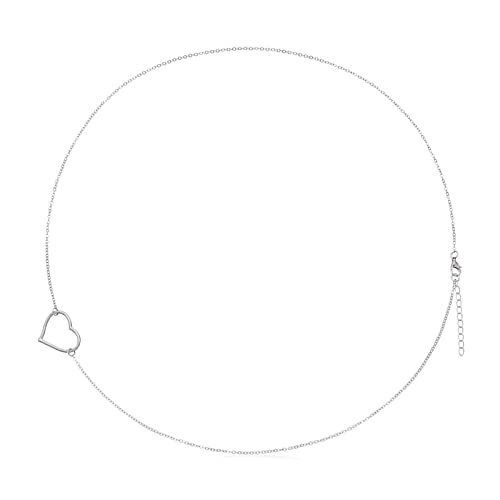 Bauchkette Silber Herz, Körper Ketten Damen Taille Minimalistisch Karabinerverschluss Bauchkette Sommer Strand 89cm von Dsnyu