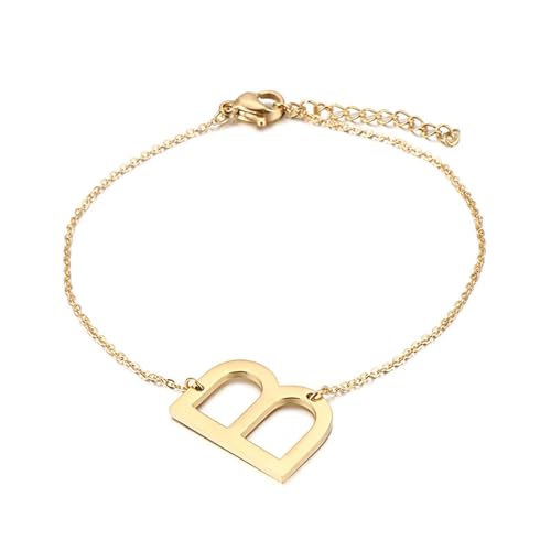 Bracelet Women Gold, Edelstahl Armband Damen Buchstabe B Rolo Kette Schmuck Jahrestag Geschenk für Sie von Dsnyu