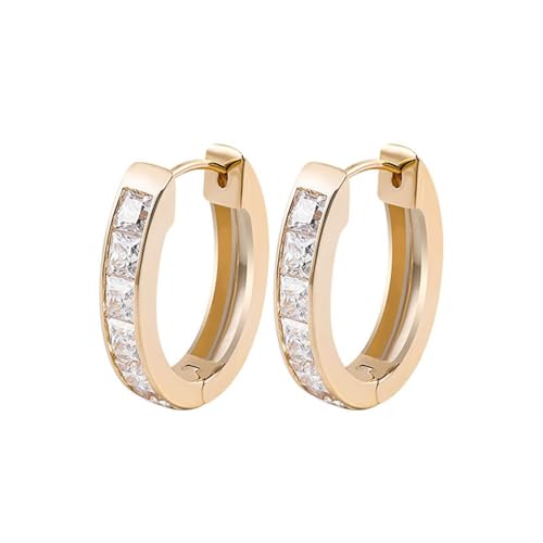 Creolen Gold 750, Damen Ohrringe Huggie Moissanit Modeschmuck Geburtstagsgeschenk von Dsnyu