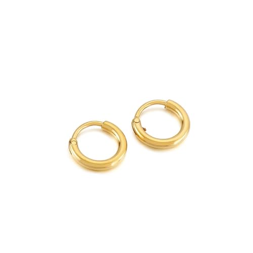 Creolen Gold Ohrringe, Damen Ohrringe Edelstahl 12 mm Kreis Schmuck Ohr Piercings Jahrestag Geschenk von Dsnyu