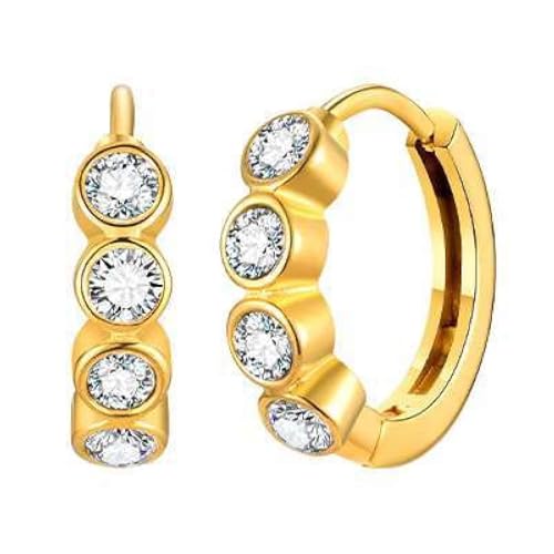 Creolen Gold Ohrringe, Schmuck Damen Ohrringe Hallow mit Runder Form Weißem Zirkonia Edelstahl von Dsnyu